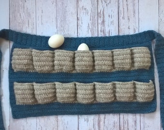 Egg cellent apron, crochet egg gathering apron, adjustable, egg collecting apron, egg pockets apron, homesteing apron, farm apron