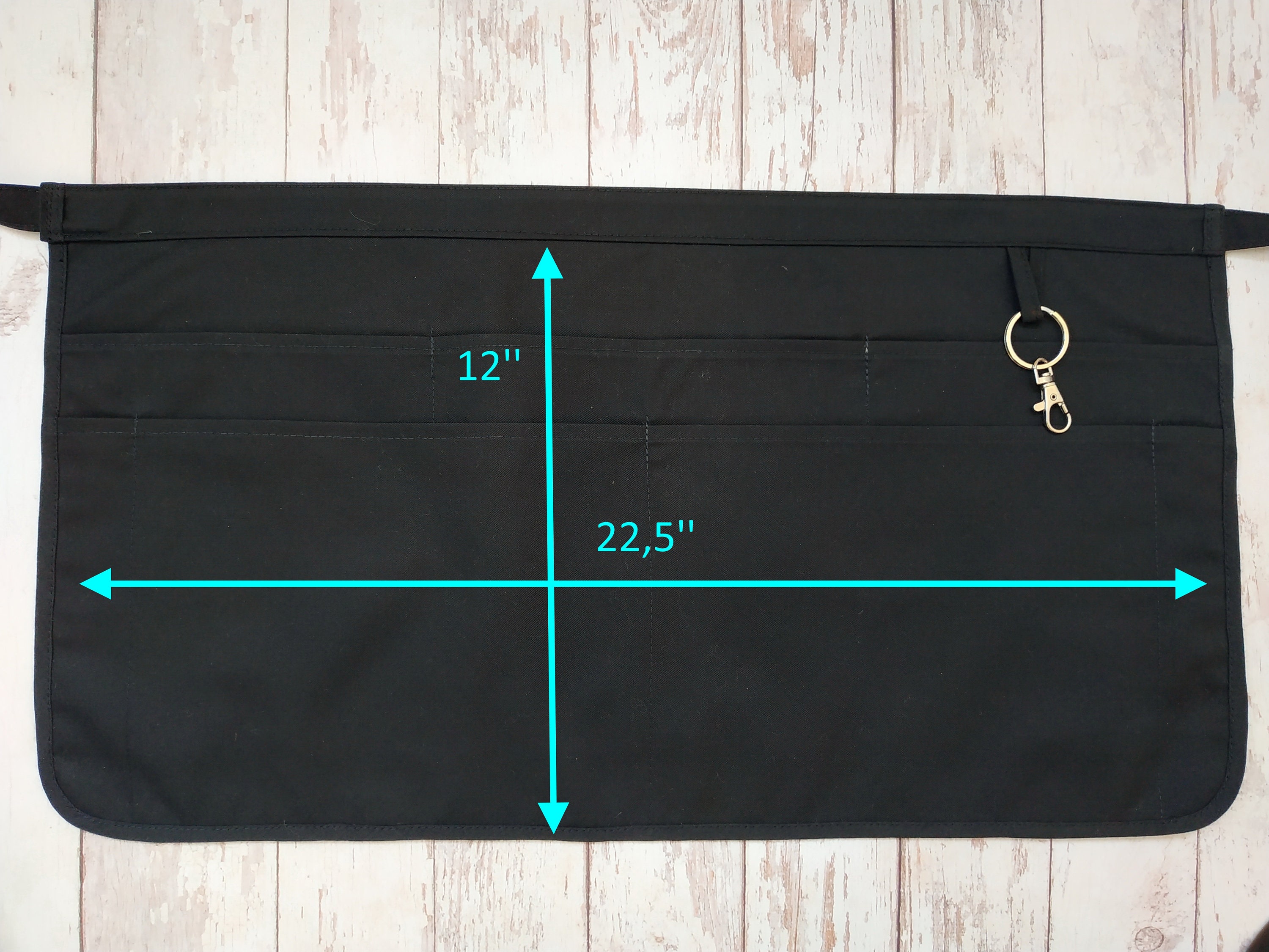 Personalized black server apron with 7 pockets utility half Etsy