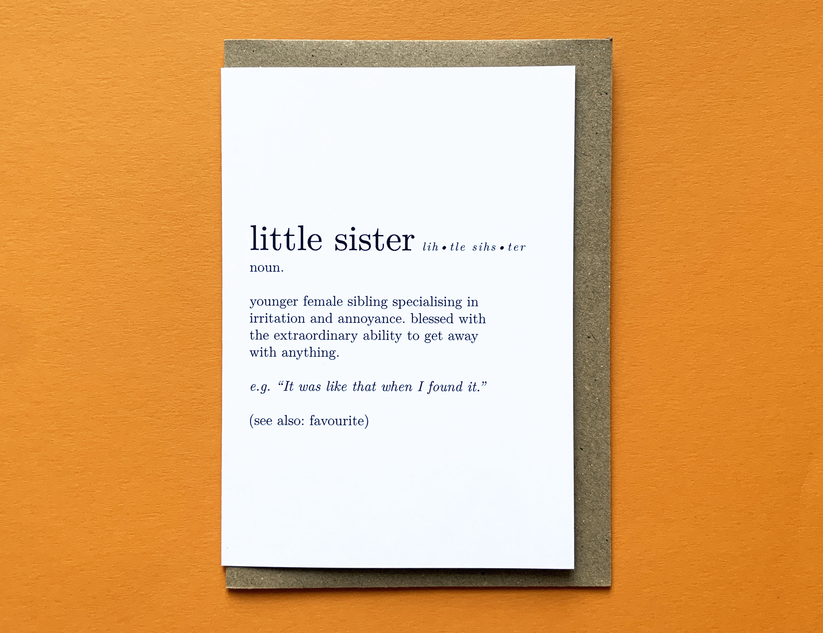 Funny Little Sister Birthday Card A6 | Funny Dictionary Definition Bi…