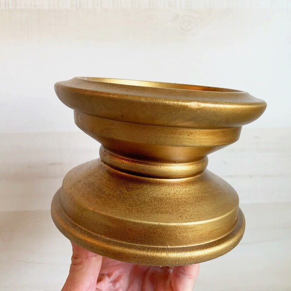 Gold Ceramic Pillar Candle Holder or Plant Stand, vintage ceramic stand Made in Japan