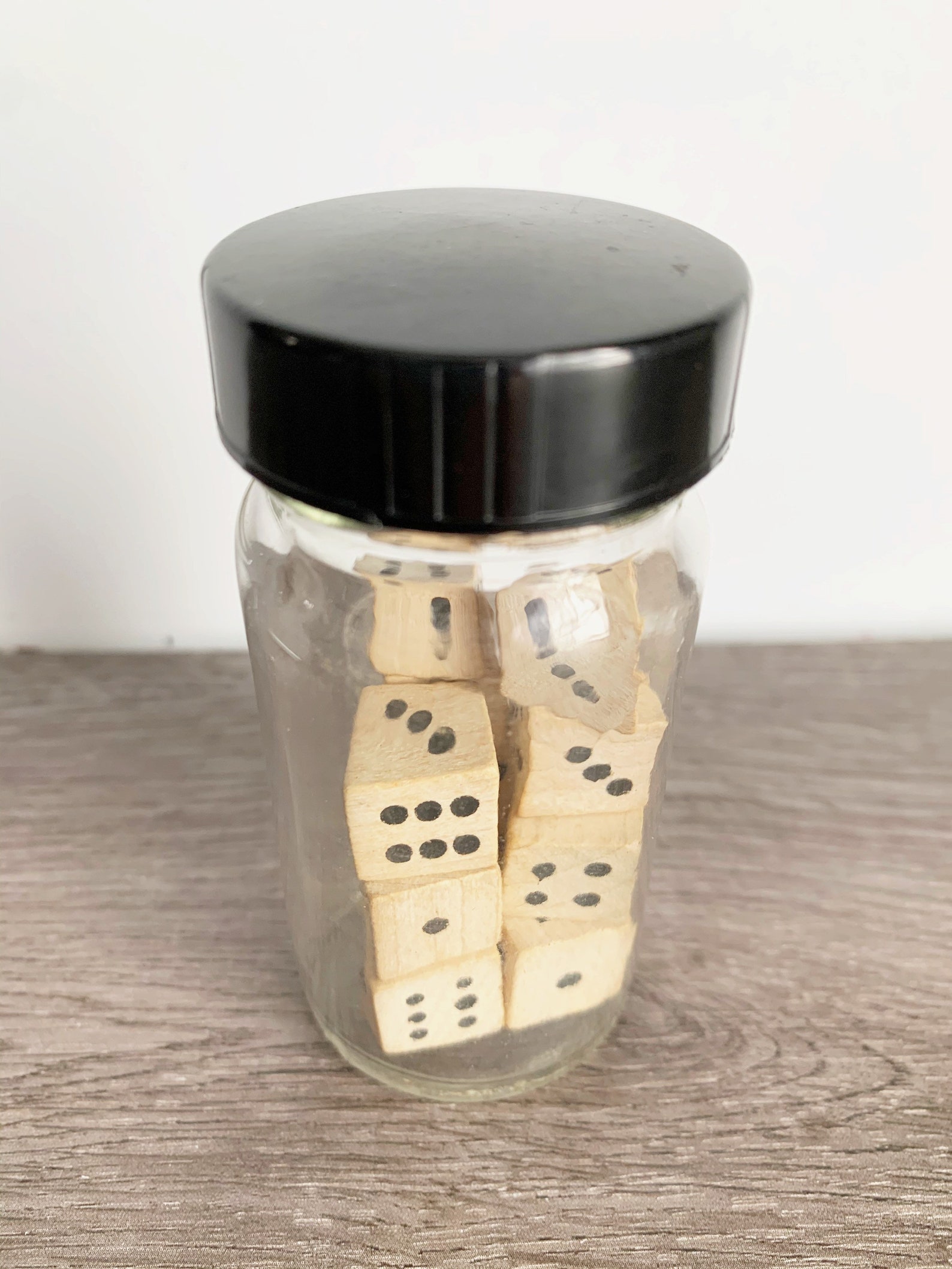 Jar of Vintage Wood Game Dice 12 Pieces 1/2 inch square hand Etsy
