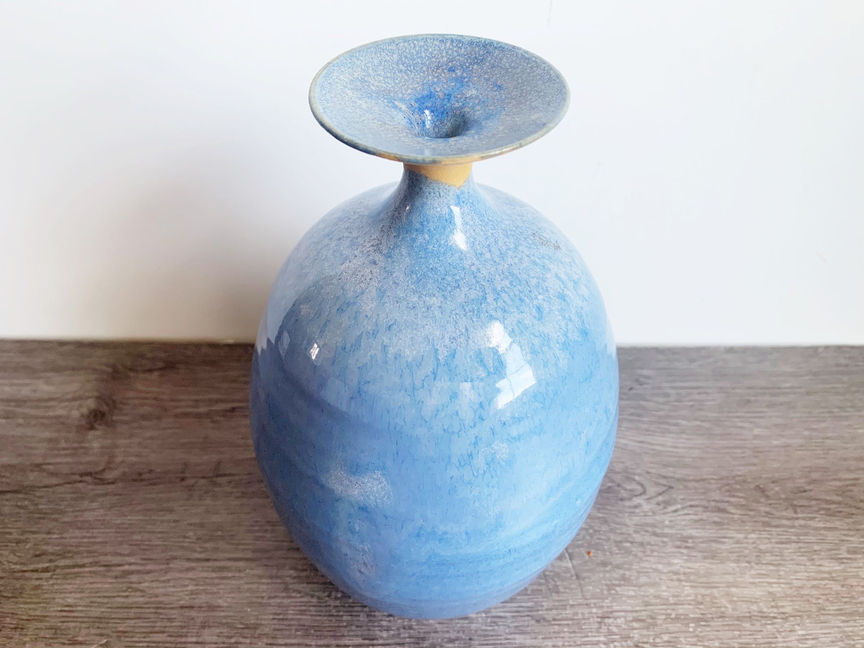 Studio Pottery Blue Vase Vintage Modernist Light Blue Glaze Etsy