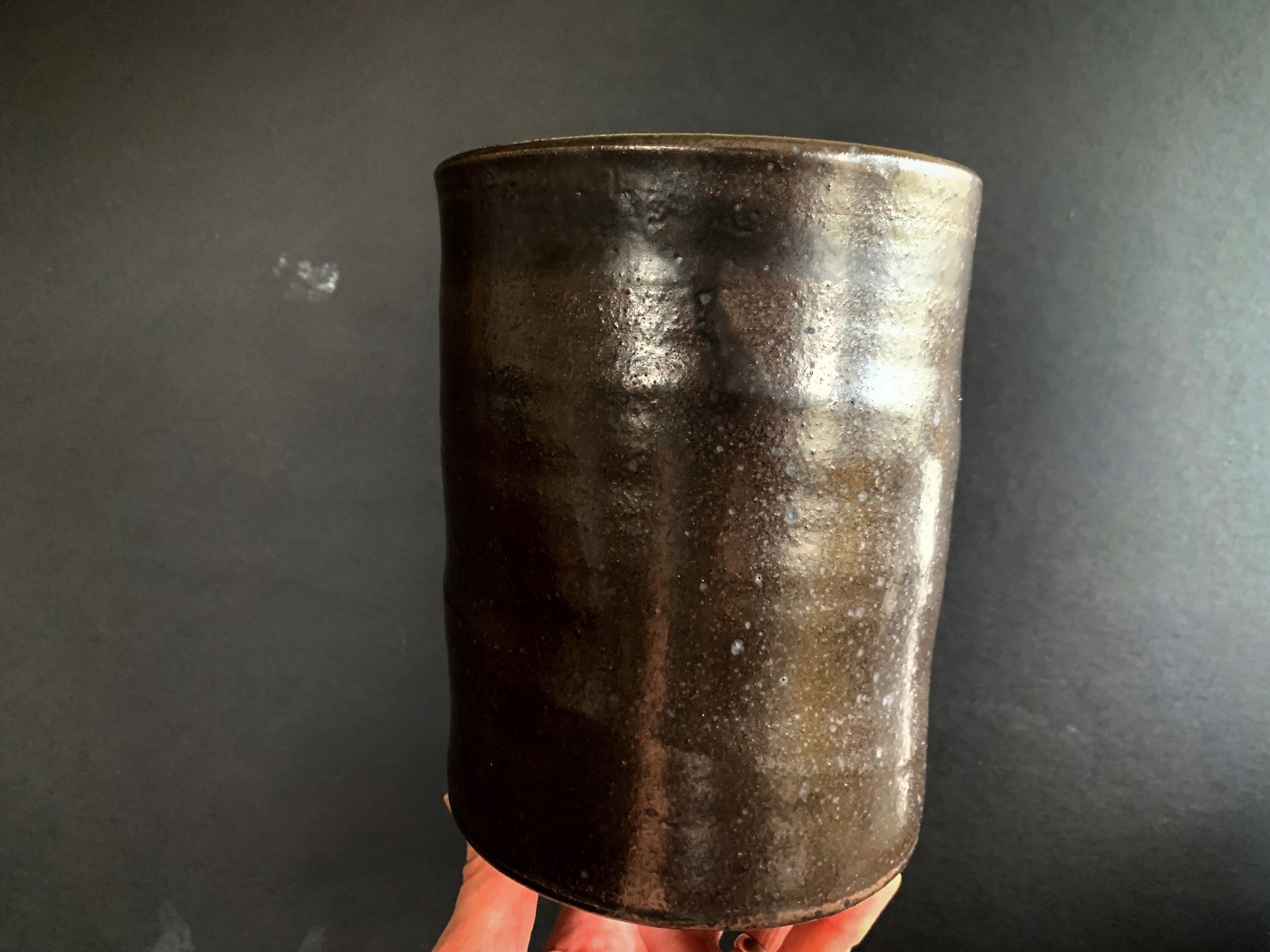 Bronze Glaze Crock Studio Art Pottery Utensil Holder or Vase Etsy