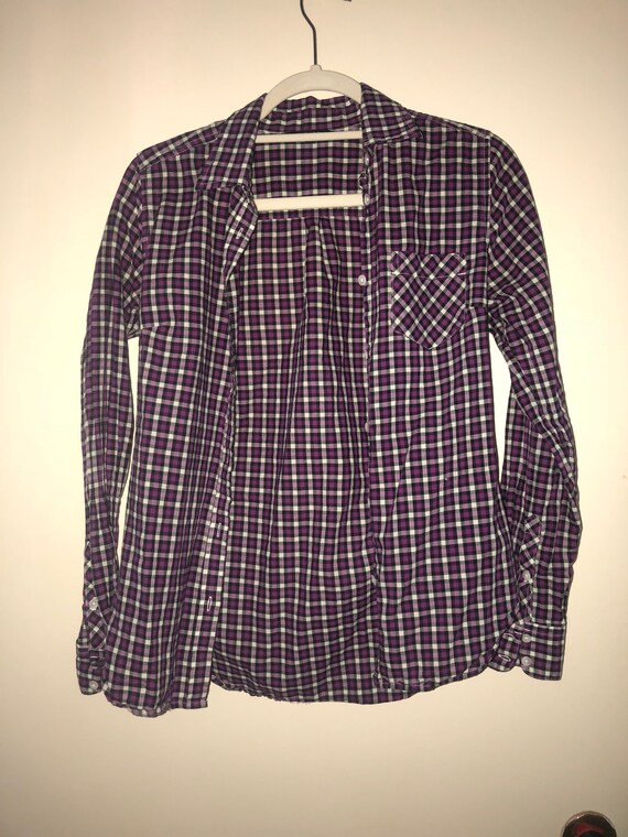 American Eagle Purple and Black Plaid 
