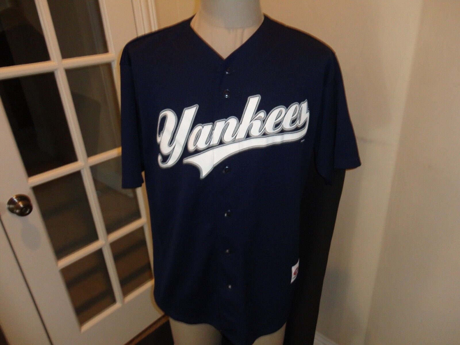 Vtg True Fan Blue New York Yankees MLB Baseball Screen Jersey 