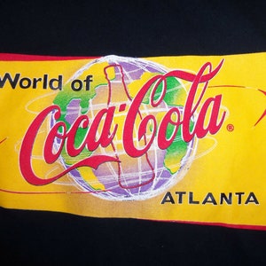 Vintage 90&#39;s World Of Coca-Cola Atlanta Georgia Soda Coke Pop Black TShirt 2XL