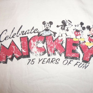 Vintage Disney Mickey Mouse 75th Anniversary White RINGER T Shirt - XL