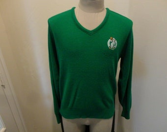 Vintage 80's Boston Celtics Green Sewn Leprechaun Sweater Adult XL