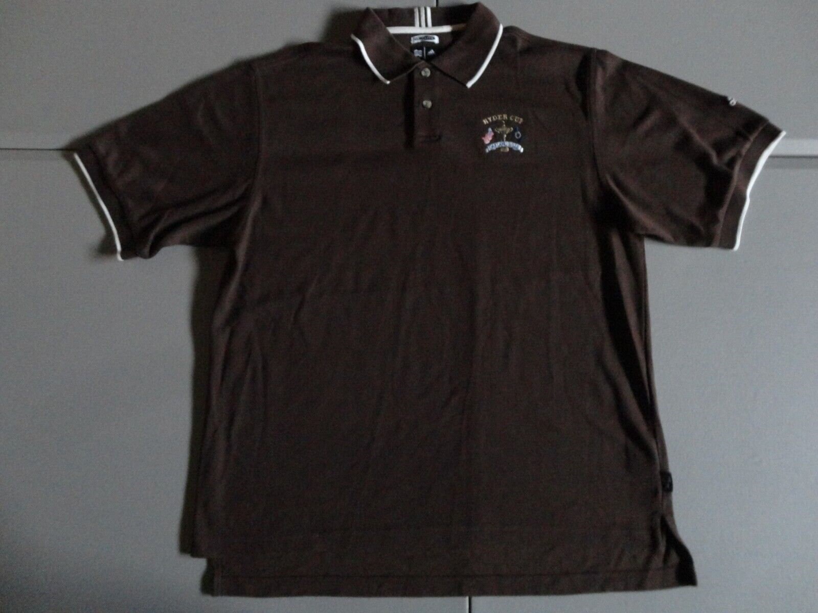 vintage Adidas Marron 2004 Ryder Cup Golf Climalite Polo PGA Adulte L NICE