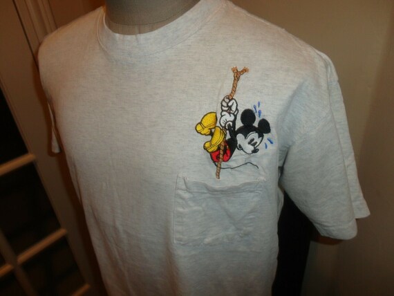 Vtg 90's Gray Embroidered Red Mickey Mouse Disney… - image 1