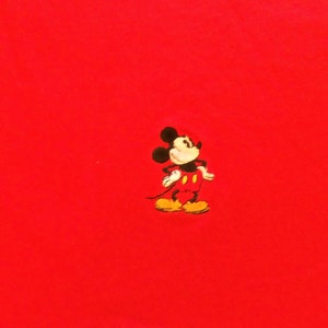 Vtg Disney Mickey Mouse Embroidered Red Graphic Print T Shirt - XL