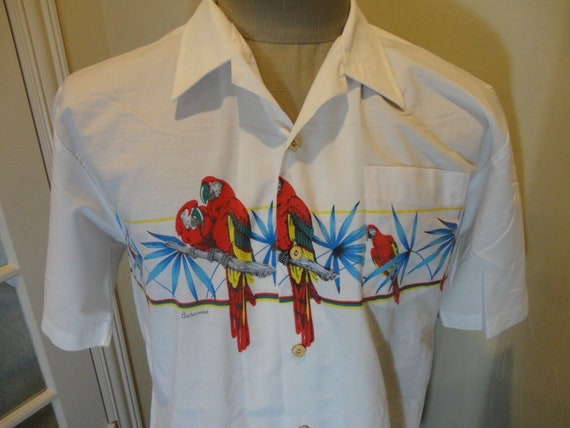 Vtg 80'S Windswept Bahamas PARROTS Hawaiian Beach… - image 6