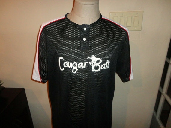 Vtg Black COUGAR BAIT 2 button Baseball Jersey Po… - image 5