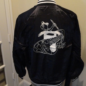 Vtg Black Satin Auburn Sportswear ITS MAGIC Magician Bomber Jacket Adult XL Rare
