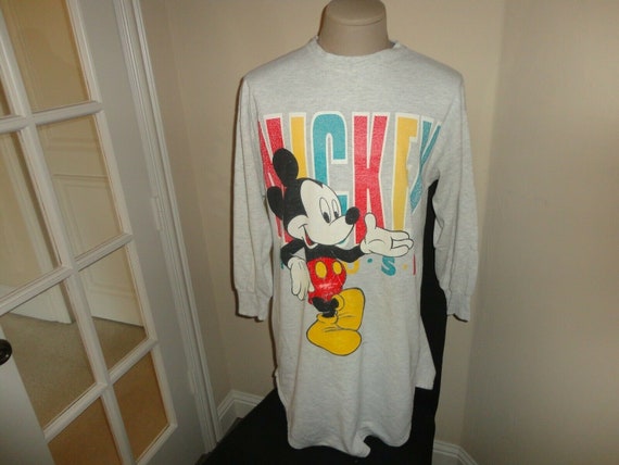 Vtg 90's Gray Mickey Unlimited Disney Nightshirt … - image 3