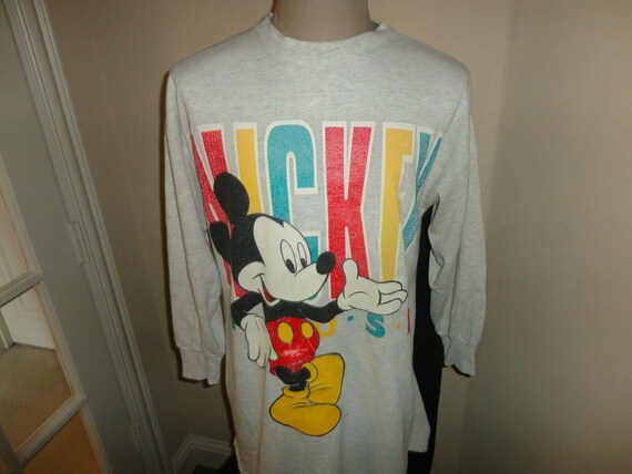 Vtg 90's Gray Mickey Unlimited Disney Nightshirt … - image 1