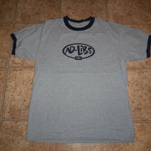 Vintage Ad-Libs 1986 Improv Comedy Dallas TX Gray 90/10 Ringer T Shirt XL