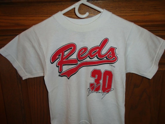 Vtg White Cincinnati Reds 30 Ken Griffey Jr MLB Screen Jersey