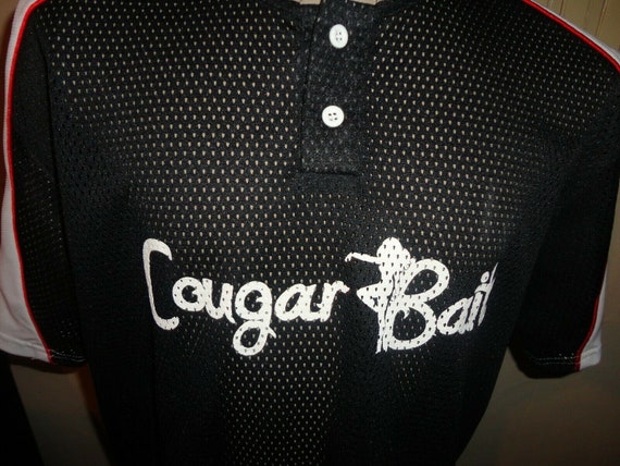 Vtg Black COUGAR BAIT 2 button Baseball Jersey Po… - image 4