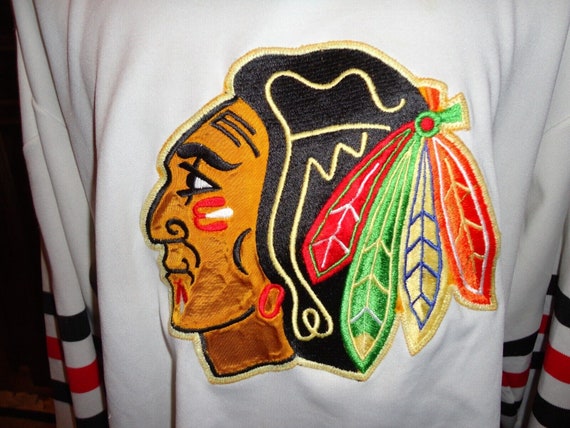 Vintage 90's White Sewn Chicago Blackhawks NHL Ho… - image 2
