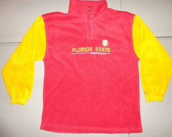 Vtg NCAA Florida State Seminole Starter Fleece Sewn 1/4 ZIP Jacket Youth 16-18
