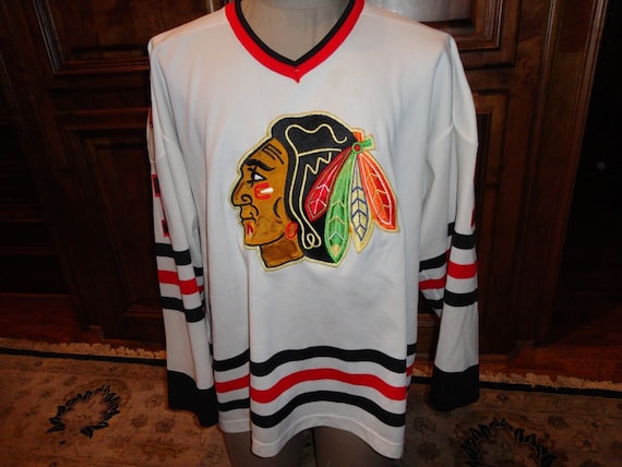 Vintage 90's White Sewn Chicago Blackhawks NHL Ho… - image 1