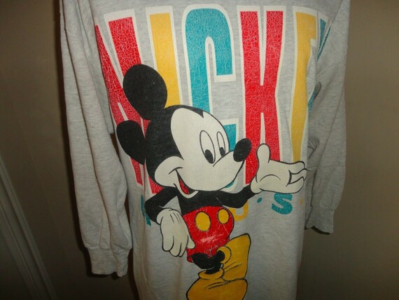 Vtg 90's Gray Mickey Unlimited Disney Nightshirt … - image 2