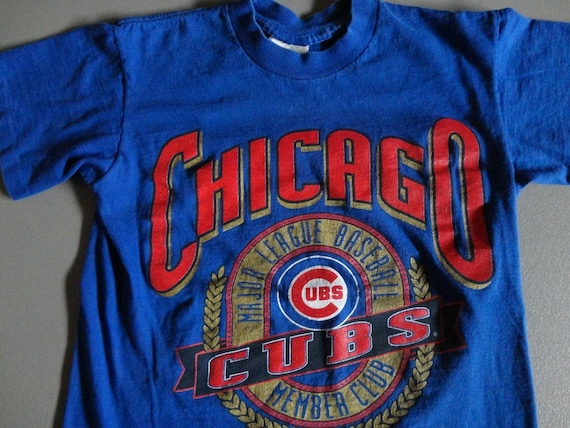 Blue Vintage Nutmeg Mills Chicago Cubs Members Club MLB Tshirt 