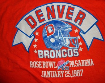 Vintage 80's Orange Bowl Denver Broncos Super Bowl 21 NFL T Shirt Fits Adult M