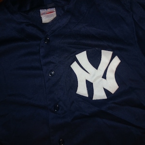 Vintage New York Yankees Sewn 125th anniversary MLB Majestic Jersey Rare Fits M