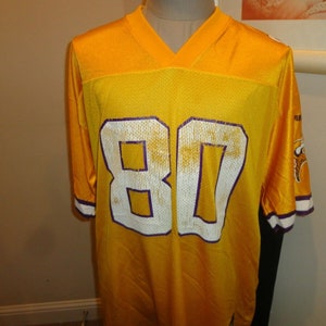 ヴィンテージ イエロー プーマ #80 クリス カーター ミネソタ バイキングス NFL スクリーン オルタネート ジャージ XL