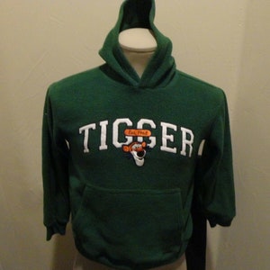 Vtg Green Sewn Tigger Disney Hooded Hoodie Fleece Sweatshirt Youth M Very Nice