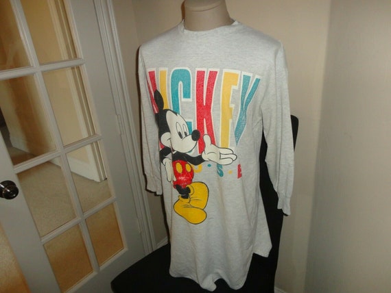 Vtg 90's Gray Mickey Unlimited Disney Nightshirt … - image 5