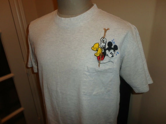 Vtg 90's Gray Embroidered Red Mickey Mouse Disney… - image 2