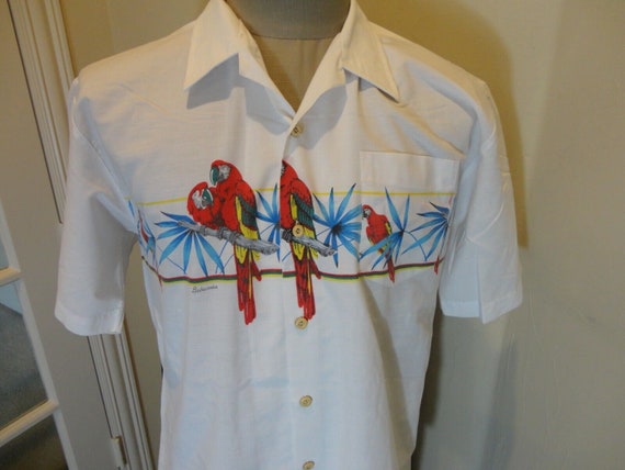 Vtg 80'S Windswept Bahamas PARROTS Hawaiian Beach… - image 5