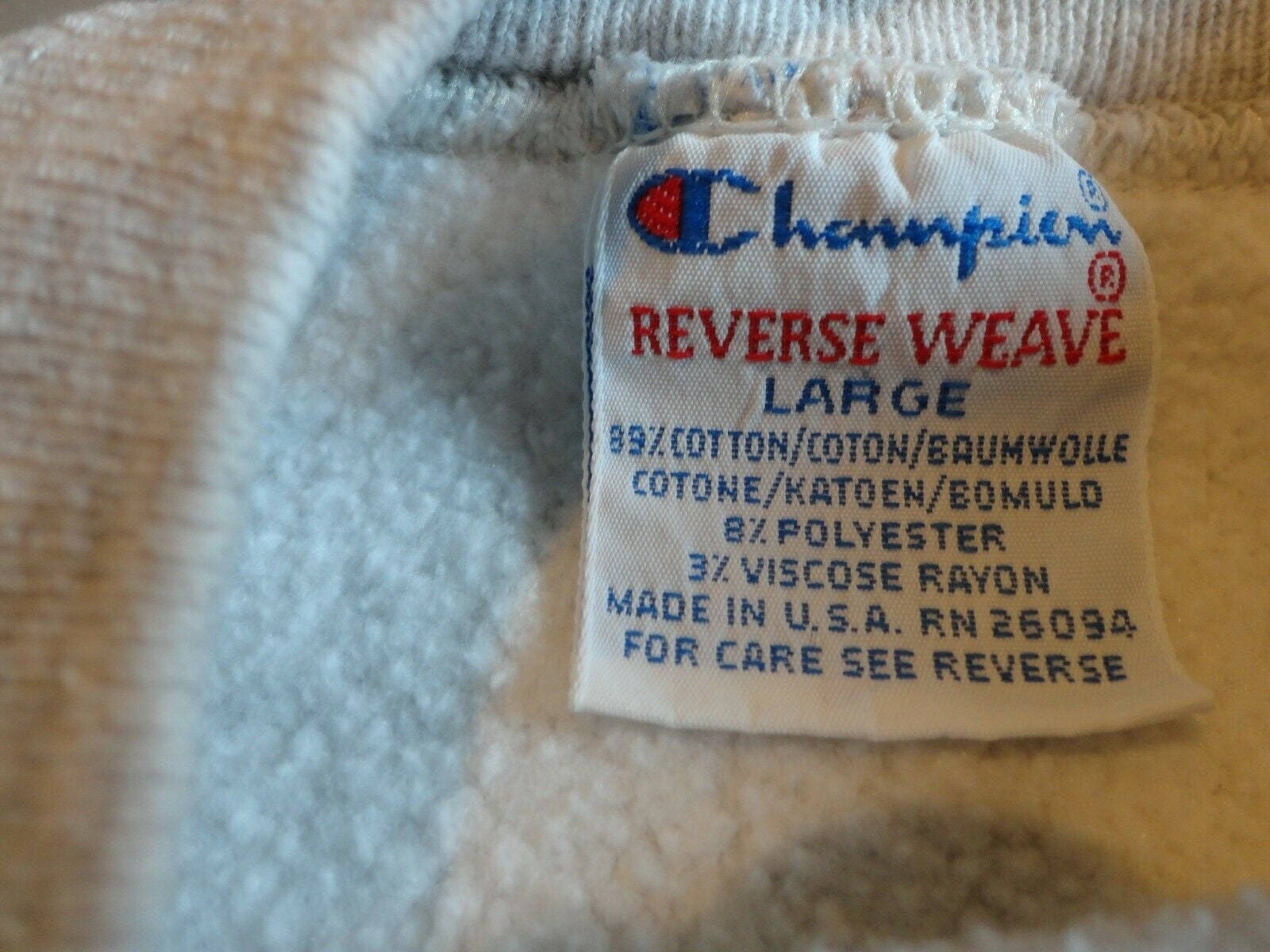 Vtg 90's Champion Tri-blend Reverse Weave Gray Newport