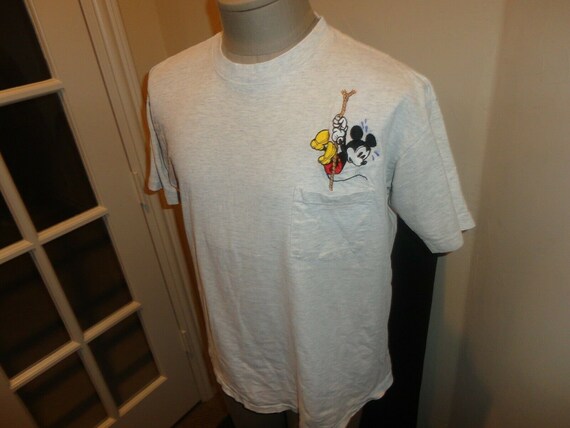 Vtg 90's Gray Embroidered Red Mickey Mouse Disney… - image 3