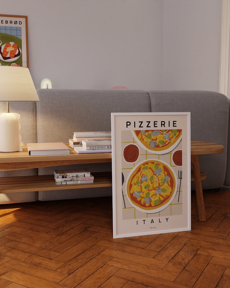Pizza Poster, Pizza food print, Margherita art print, Art for kitchen, Foodie gift, Italy art, Kitchen print, Fast food art print image 2
