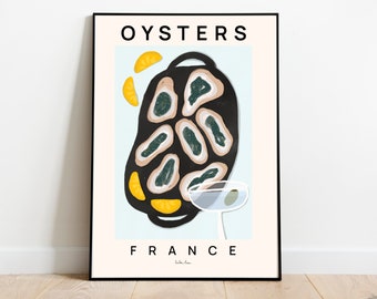 Oysters Art Print, French Cuisine, Kitchen Wall Decor