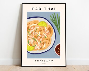 Pad Thai Art Print, Kitchen Wall Decor, Thai Food Poster