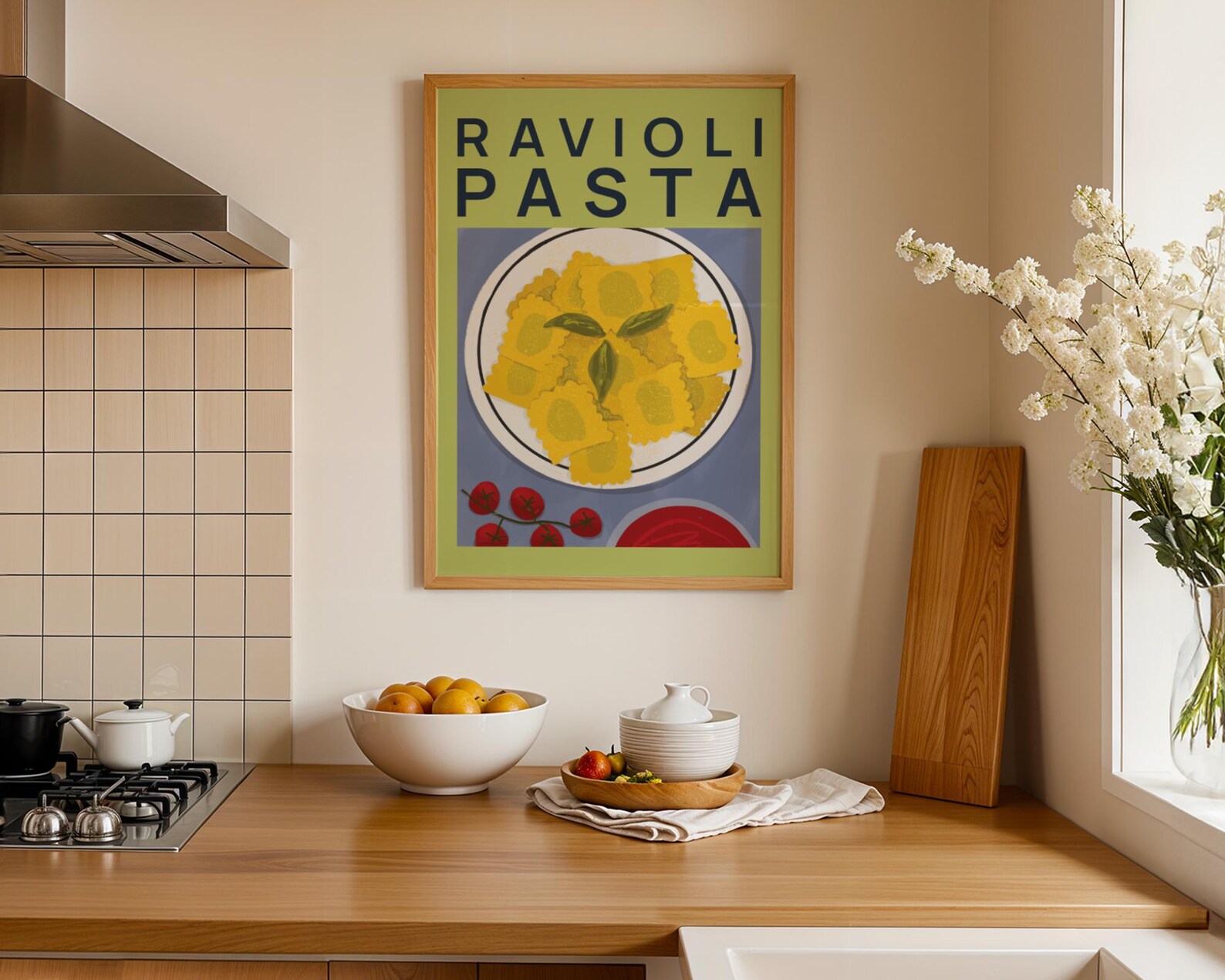 Ravioli Poster, Food Art Print, Pasta Ravioli Food Print, Italian Food ...