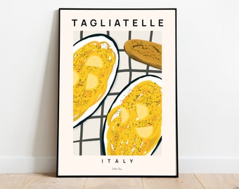 Tagliatelle Pasta Art Print, Italian Kitchen Wall Decor
