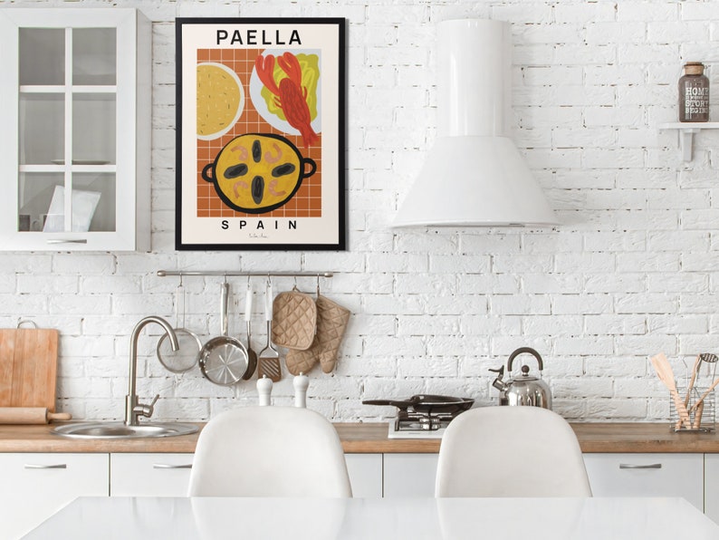 Paella Seafood Art Print, Spanish Kitchen Decor image 2