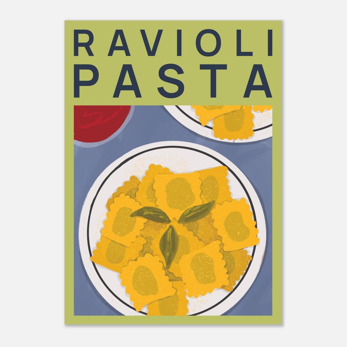 Ravioli Poster, Food Art Print, Pasta Ravioli Food Print, Italian Food ...