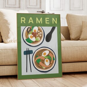 Ramen art print, Ramen poster, Ramen illustration, Japanese food, Kitchen decor, Chef gift, Foodie gift, Ramen drawing, Noodles poster