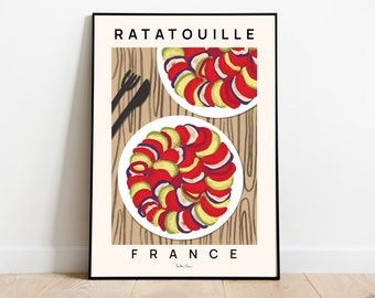 Ratatouille Poster, Food Print, Französisches Essen Poster, Modernes Küchendekor, Restaurant Poster, Frankreich Poster, Chef Geschenk