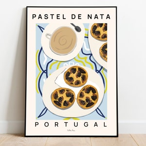 Pastel de nata print, Portugal print, Portuguese pastry art, Food Illustration, Exhibition poster, Kitchen art print, Housewarming gift