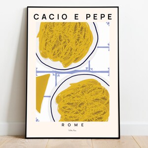 Cacio E Pepe pasta poster, Pasta food print, Italiy food poster, Kitchen wall art, pasta lover poster, Traditional Italian Food, Foodie Gift