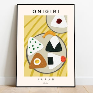 Onigiri poster, Japan poster, Food art print, Japanese food poster, Japan travel art poster, Restaurant poster, Chef gift, Cosy Kitchen art