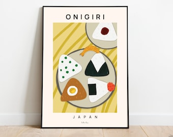 Onigiri Food Art Print, Japanese Kitchen Decor
